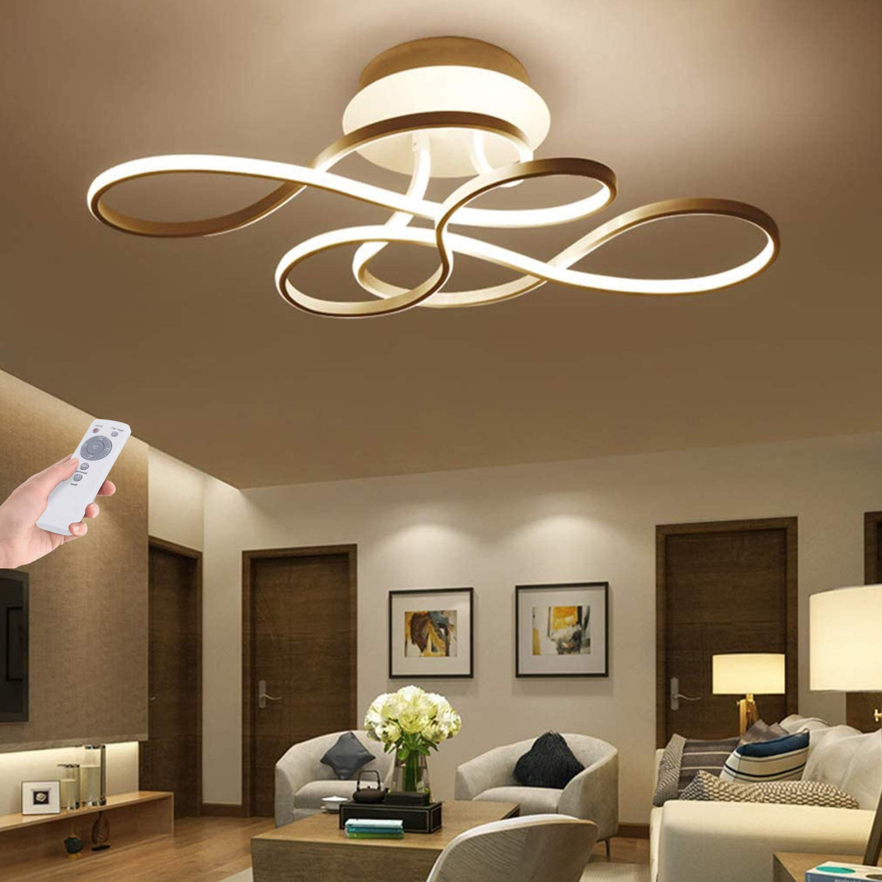 LED Deckenleuchte Wohnzimmerlampe Dimmbar Mit Fernbedienung Deckenlampe  W Modern Decke Schlafzimmerlampe Acryl Lampenschirm Aluminium Design  Lampe