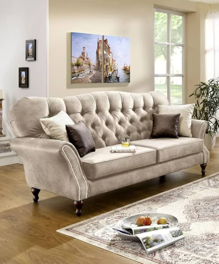 S-Style Möbel Anton Sofa -Sitzer Couch Chesterfield-Sofa für